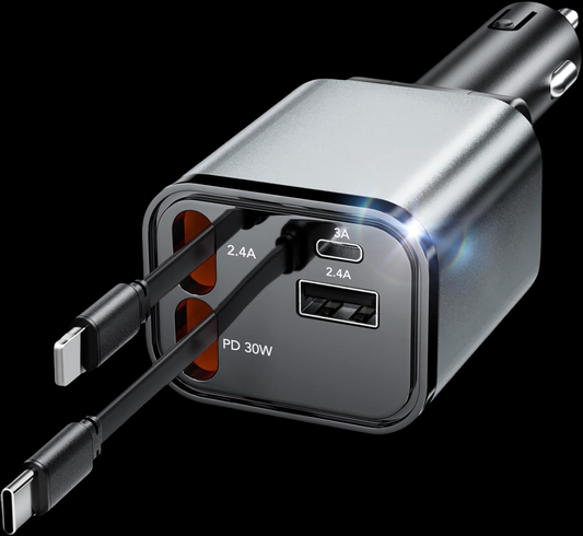 USB-C Retractable Car Charger